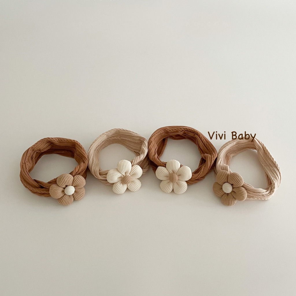 Băng đô thun gân đính hoa cho bé xinh xắn đáng yêu Vivi Baby