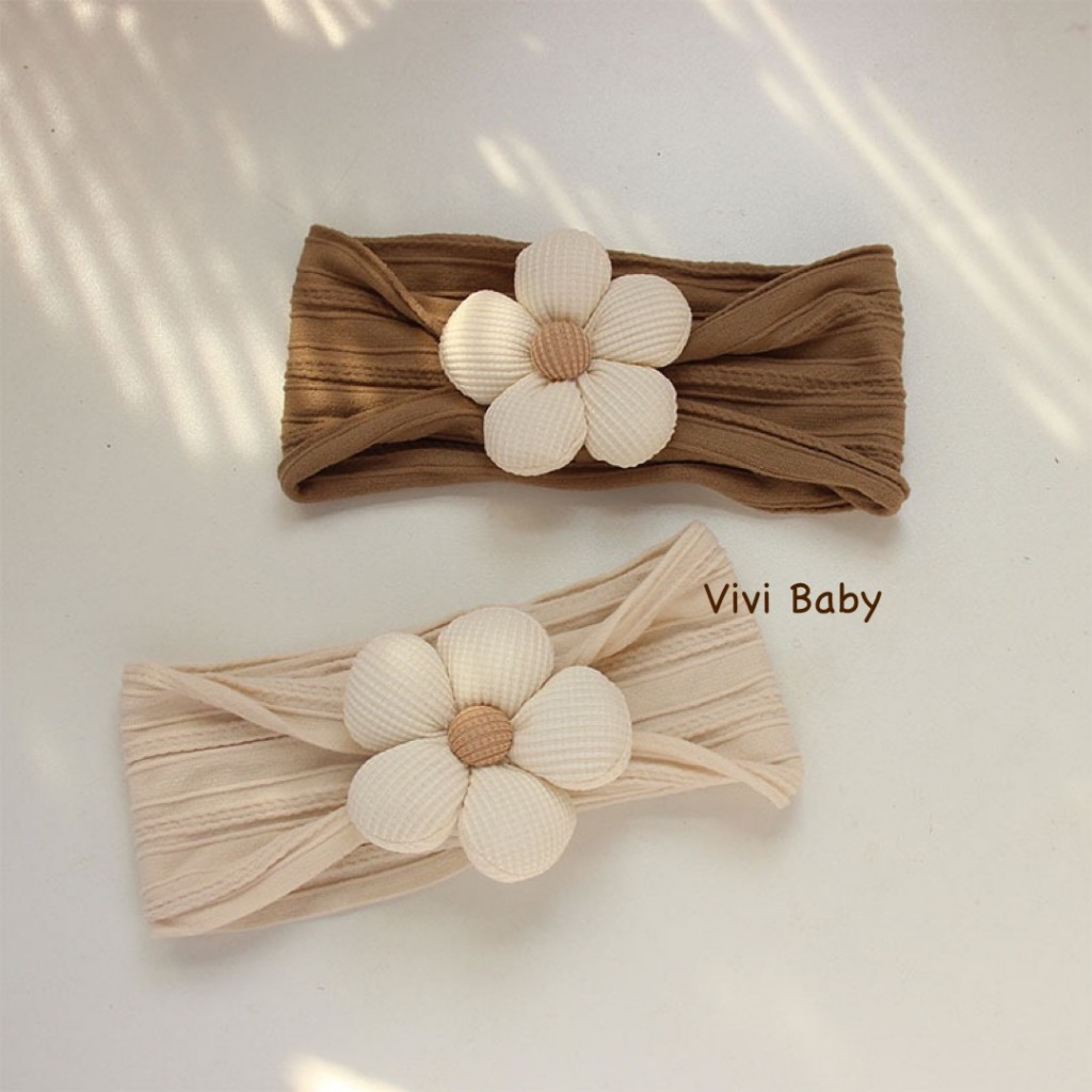 Băng đô thun gân đính hoa cho bé xinh xắn đáng yêu Vivi Baby