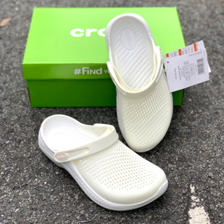 Dép Cross Literide 360 clog màu trắng, giày sục sandal Crocs quai ngang bít đầu nam nữ đi năng mưa, Hàng loại 1