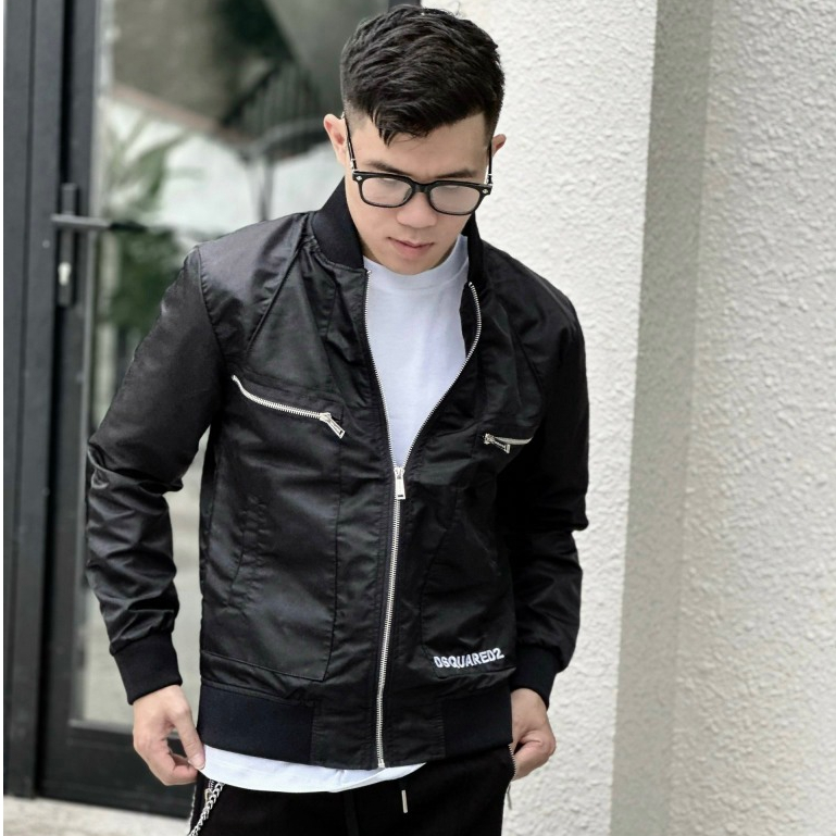 Áo khoác bomber in chữ Dsquared2 Icon thời trang mùa đông in chữ 2 mặt bo ống tay dày dặn