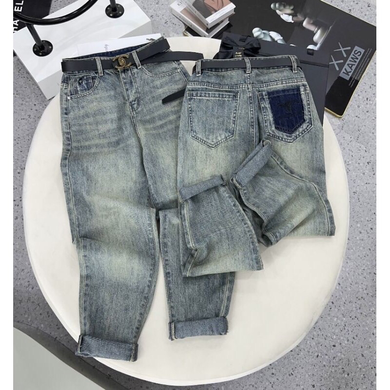 Quần Bagyy Rách Túi Sau Thêu Chữ