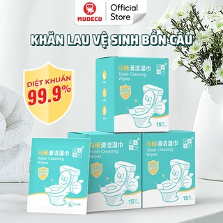 Khăn Lau Vệ Sinh Bồn Cầu Modeco - Khử Trùng, Làm Sạch Nhà Vệ Sinh Công Cộng, Khách Sạn, Khu Du Lịch, Nhỏ Gọn Dùng 1 Lần