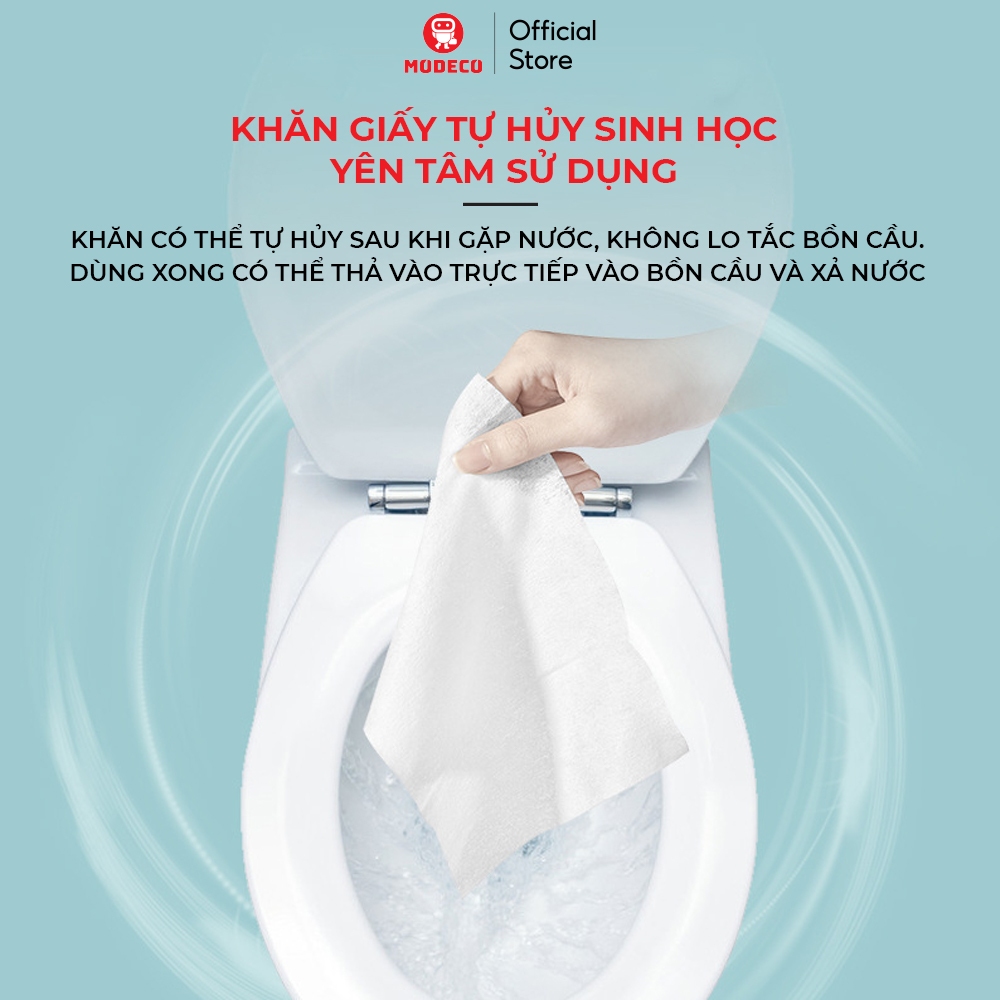 Khăn Lau Vệ Sinh Bồn Cầu Modeco - Khử Trùng, Làm Sạch Nhà Vệ Sinh Công Cộng, Khách Sạn, Khu Du Lịch, Nhỏ Gọn Dùng 1 Lần