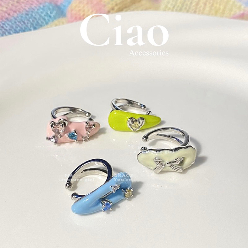 [HOẢ TỐC 1H] Khuyên vành tai mạ bạc thiết kế hoạ tiết mã 53 Ciao accessories