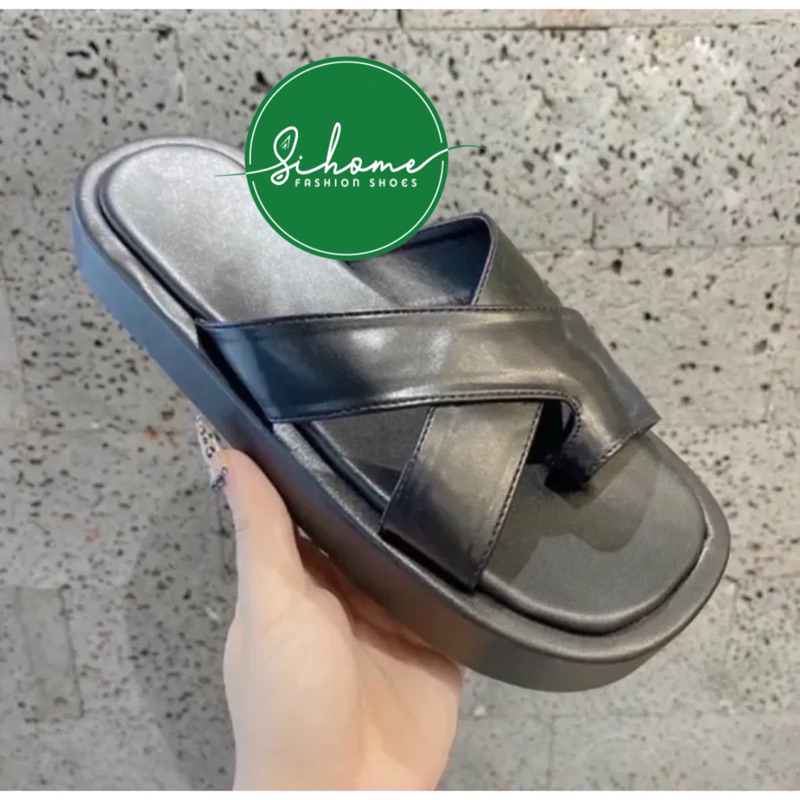 Dép nữ đế bánh mì 2PH XỎ NGÓN QUAI CHÉO DA MỀM cá tính, êm chân, che khuyết điểm