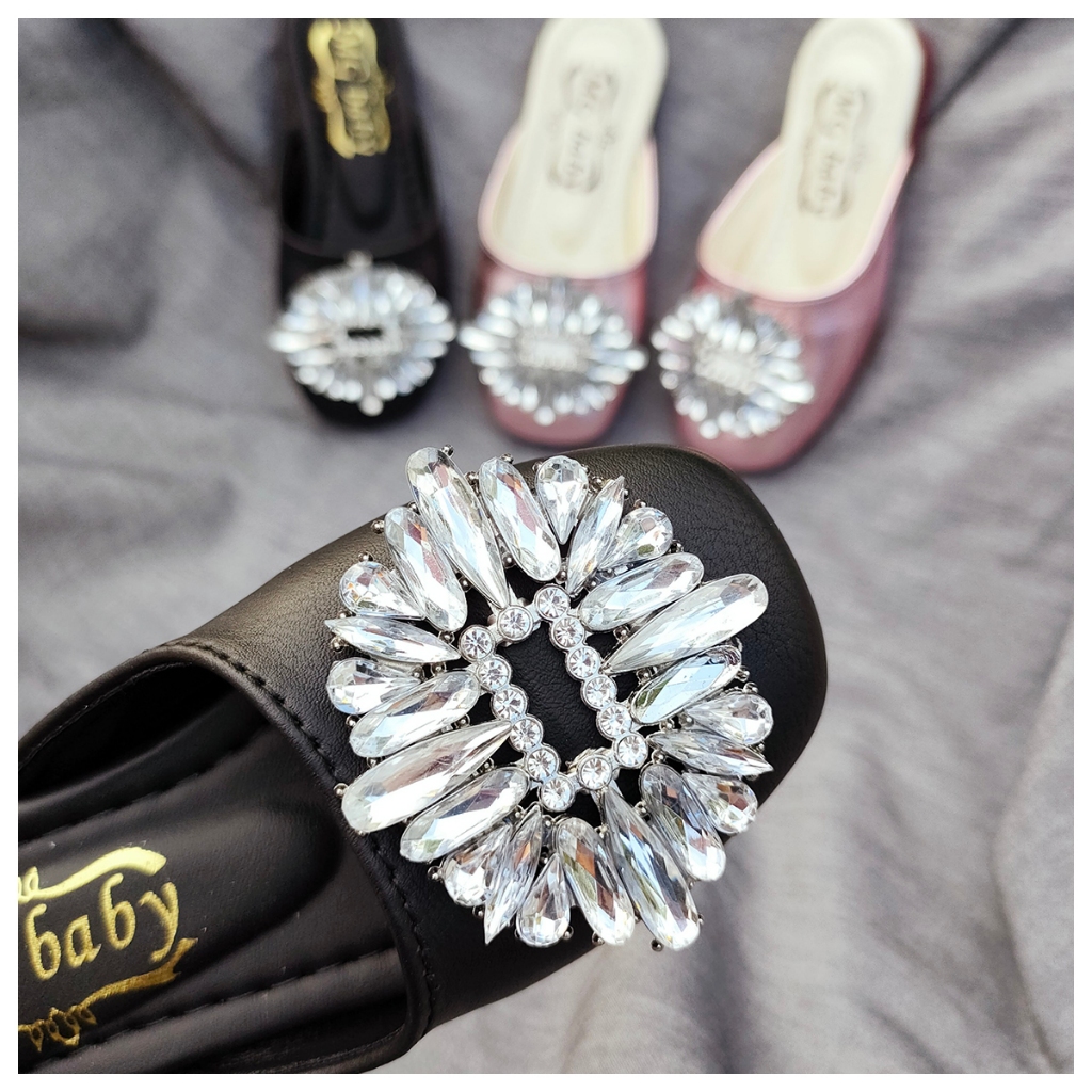 Dép sục Tag Đá tròn 015  thời trang cho bé yêu phối 3 mầu Kem, Đen, Hồng  Size Từ 21-35