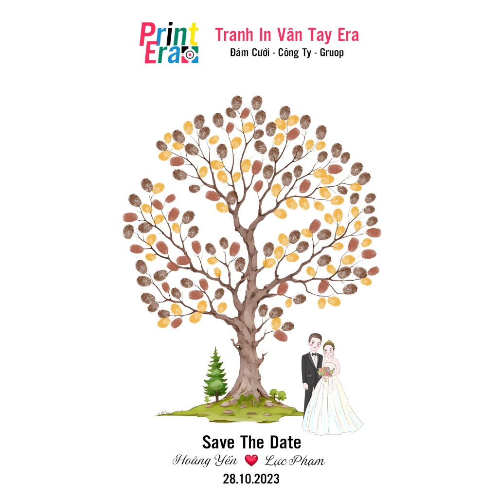 Tranh in dấu vân tay Era có sẳn Khung Composite phù hợp đám cưới công ty hội lớp