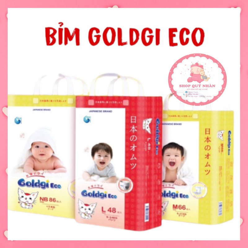 Tã bỉm Goldgi Eco mới 2023 Nhật Bản đủ size NB86/S76/M66/L56/M54/L48/XL44/XXL32
