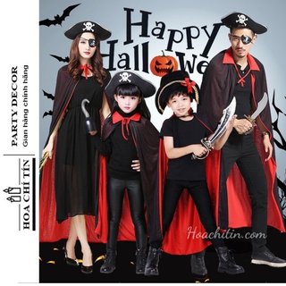 Áo choàng đỏ đen hóa trang Dracula ma ca rồng phù thủy Halloween