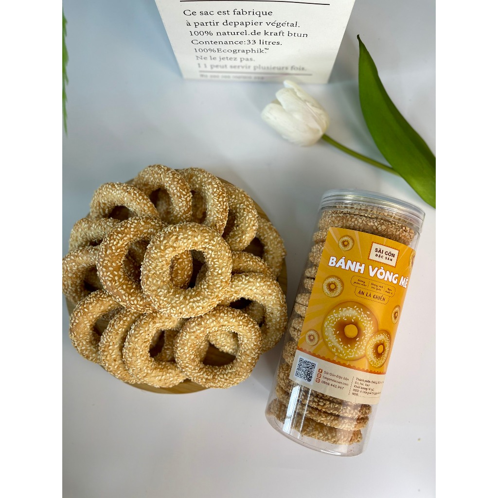 Bánh Vòng Mè 16 cái Loại đặc biệt thơm ngon Đồ Ăn Vặt Sài Gòn Đặc Sản