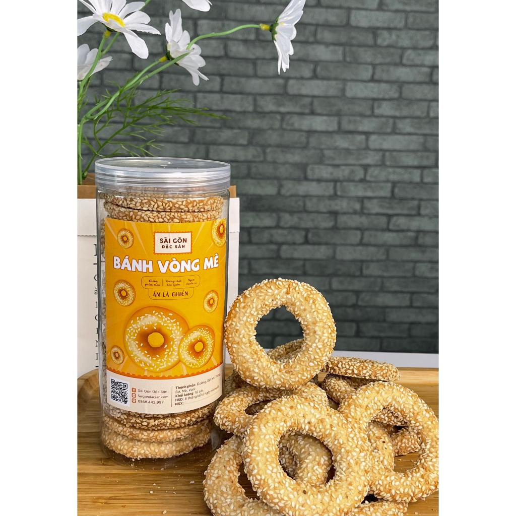Bánh Vòng Mè 16 cái Loại đặc biệt thơm ngon Đồ Ăn Vặt Sài Gòn Đặc Sản