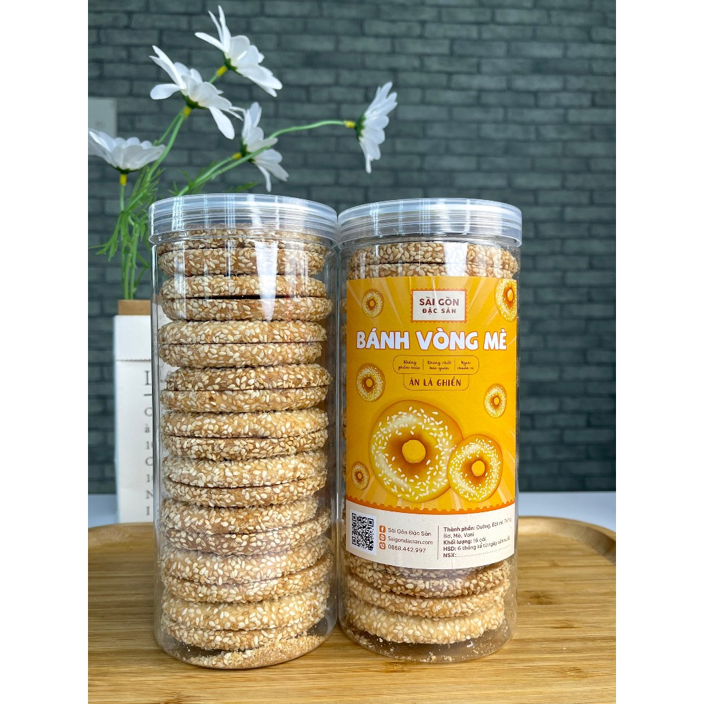 Bánh Vòng Mè 16 cái Loại đặc biệt thơm ngon Đồ Ăn Vặt Sài Gòn Đặc Sản