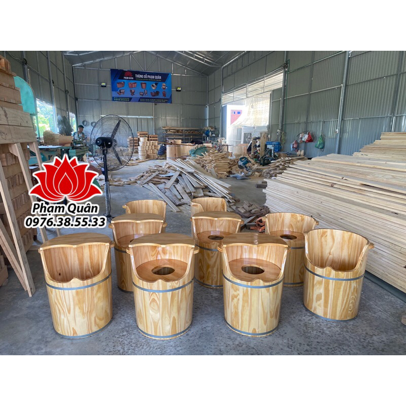 Thùng gỗ xông chân kèm phụ khoa kèm máy xông 2 lit và ghế lăn hàng loại 1