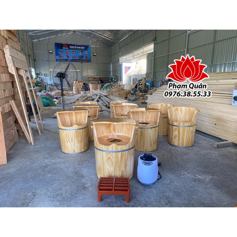 Thùng gỗ xông chân kèm phụ khoa kèm máy xông 2 lit và ghế lăn hàng loại 1