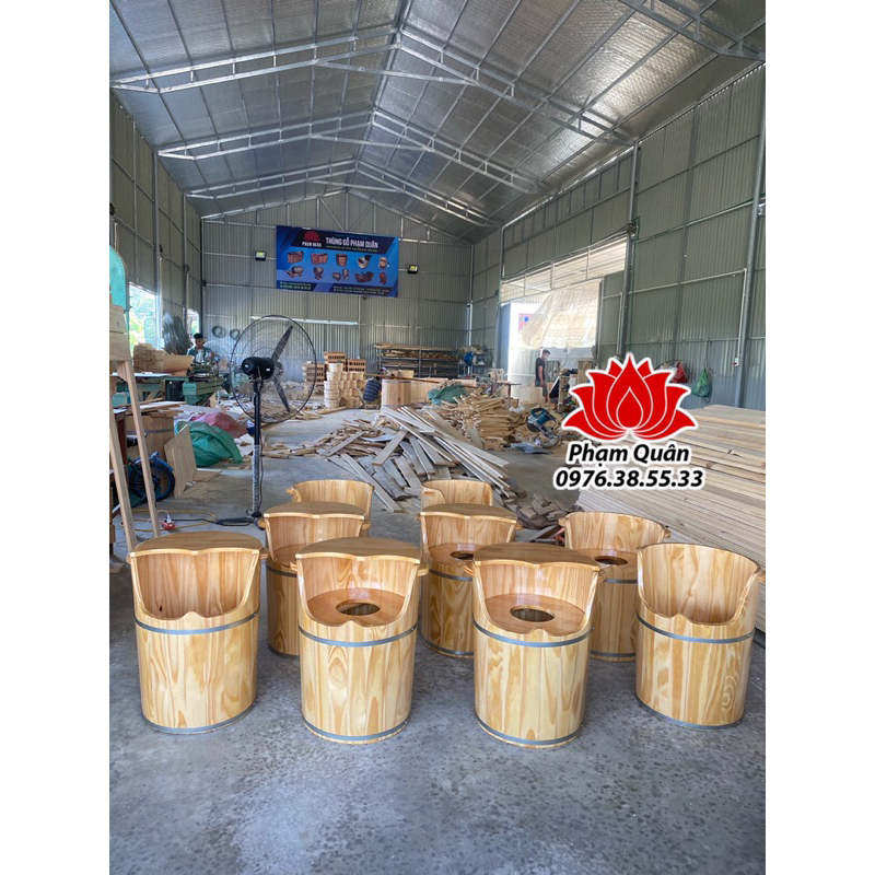 Thùng gỗ xông chân kèm phụ khoa kèm máy xông 2 lit và ghế lăn hàng loại 1