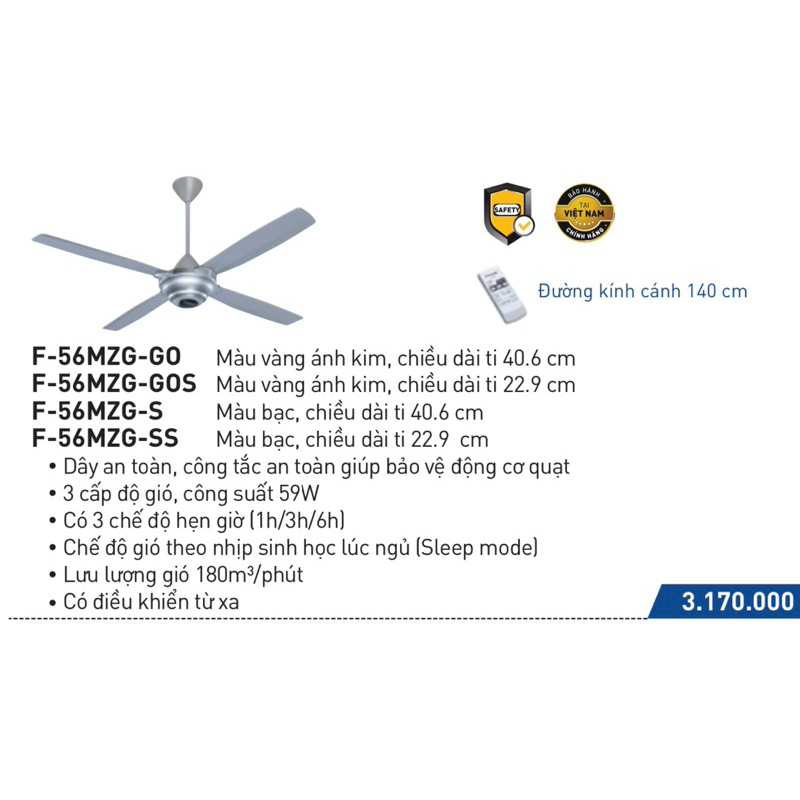 Quạt trần Panasonic 4 cánh