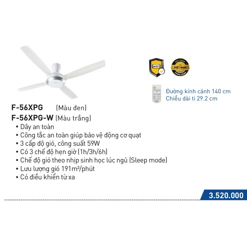 Quạt trần Panasonic 4 cánh