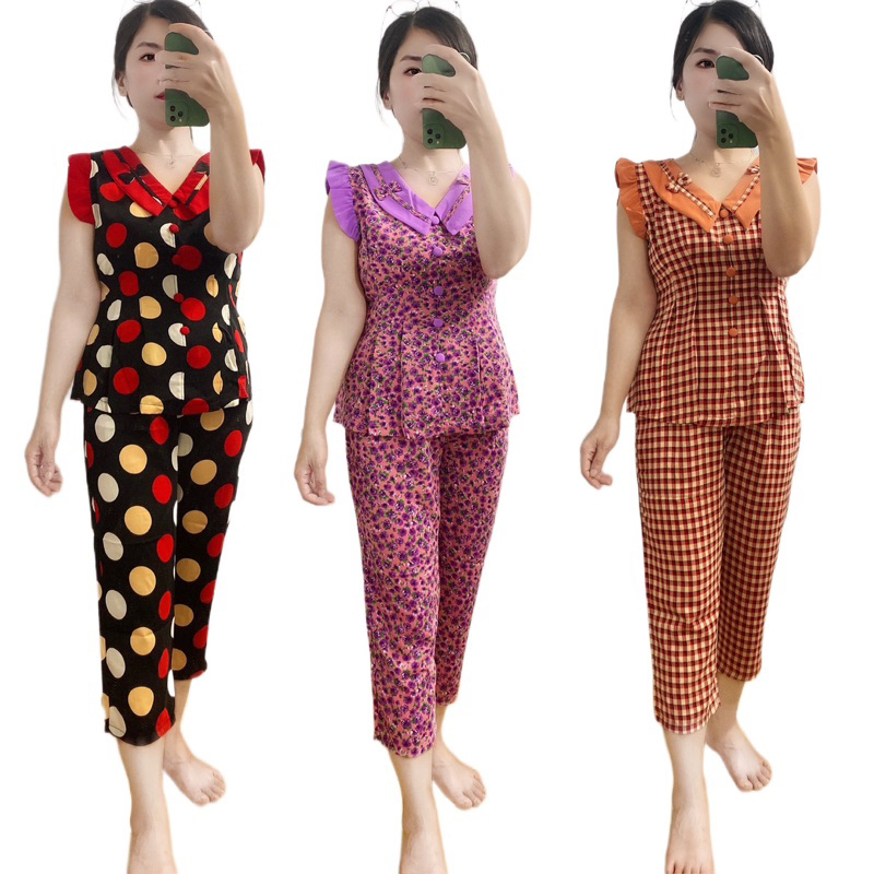 Bộ cánh tiên nữ chất vải siêu mát không nhăn từ 45 đến 62kg, đồ ngủ lửng mặc hè