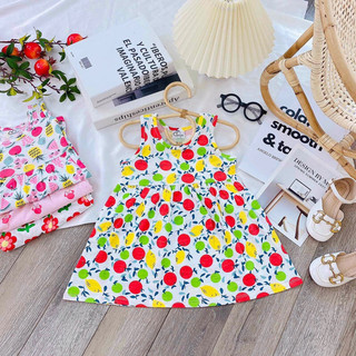 Đầm váy ba lỗ cotton bé gái - váy cotton xuất mềm, mát thấm hút mồ hôi