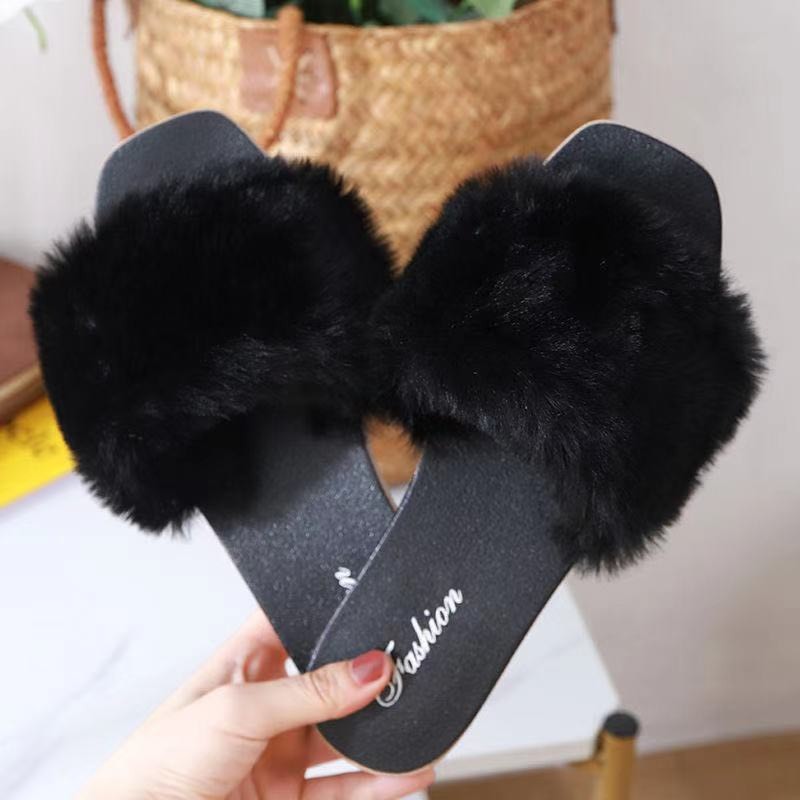 Dép Quai Ngang Lông Vũ Đế Bệt Dẻo Nhẹ