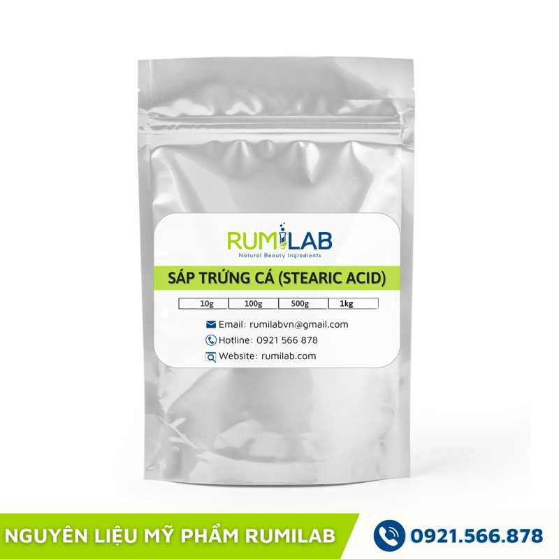 100-1000g Sáp tạo đặc Stearic Acid (Sáp trứng cá) - Nguyên liệu mỹ phẩm Rumilab