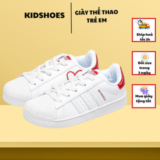 Giày thể thao sneakers màu trắng đỏ cho bé trai, bé gái siêu đẹp