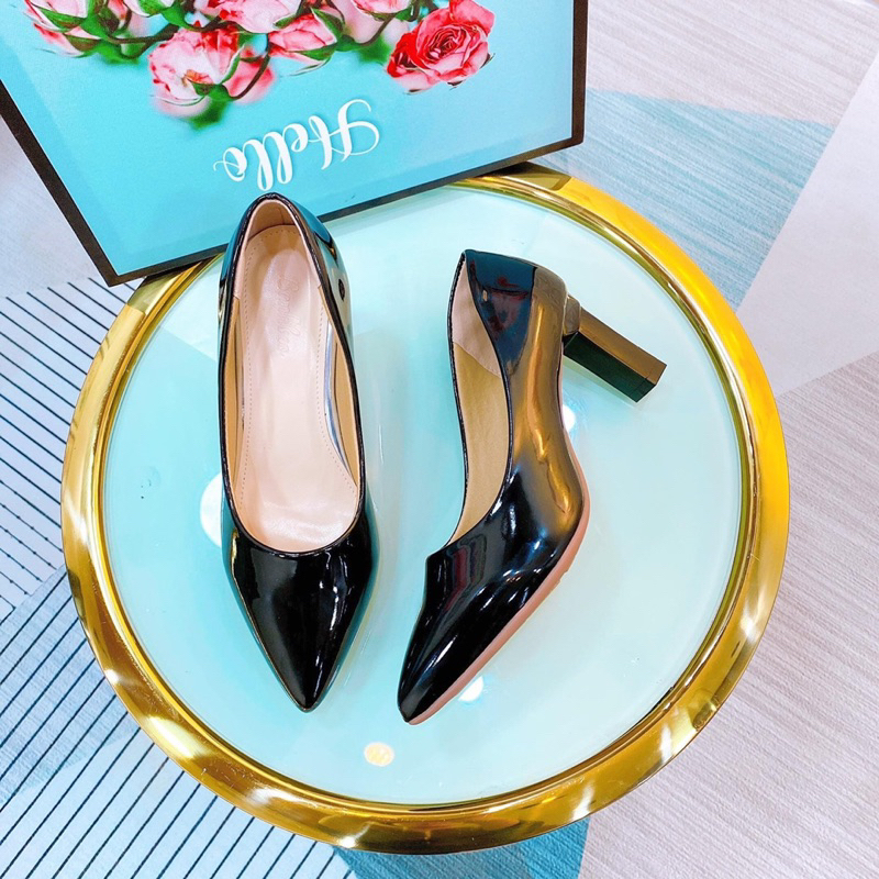 Giày Búp bê cao gót sơn ABS đơn giản, nhẹ nhàng và thanh lịch cao 7P - Giày Bánh Bèo mã Gotson