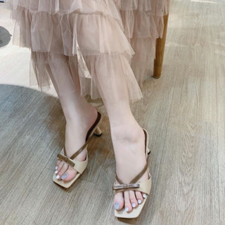 Giày cao gót Nơ gót mảnh 6P và 7,5P Cao 6CM và Cao 7,5CM phối màu Đơn giản, nhẹ nhàng Giày Bánh Bèo mã DepKK