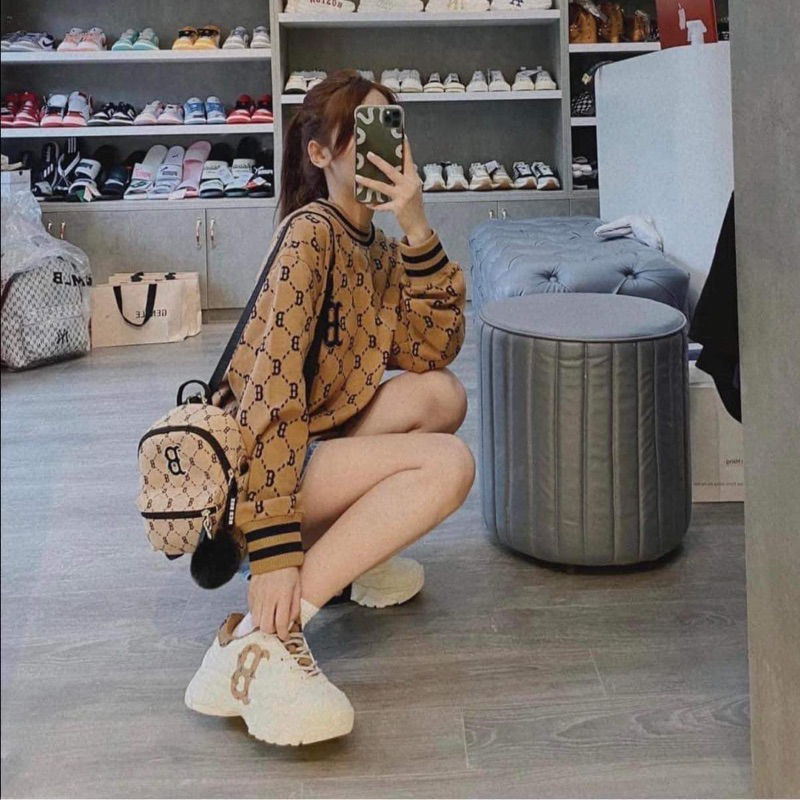 Giày M.L.B Chunky Mono Gram Boston & NY Chính Hãng💝