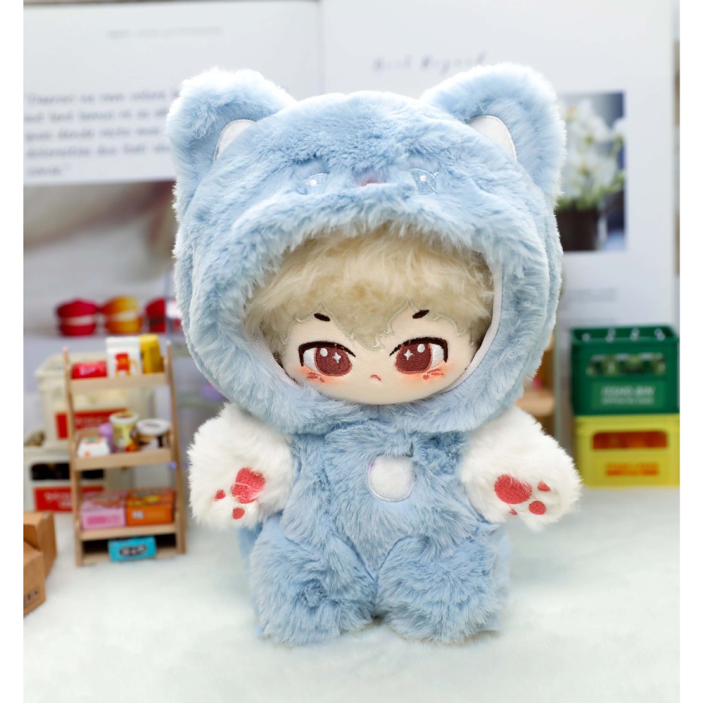 Bộ đồ lông thú liền thân và mũ thú bông cho bé doll 20cm 25cm 30cm