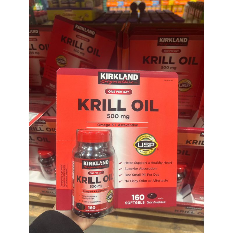 Dầu nhuyễn thể Kirkland Krill Oil Omega3 + Astaxanthin 500mg 160 viên