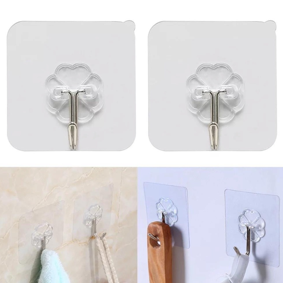 Móc dán tường treo đồ đa năng siêu dính không cần khoan cỡ 6x6cm KM18012