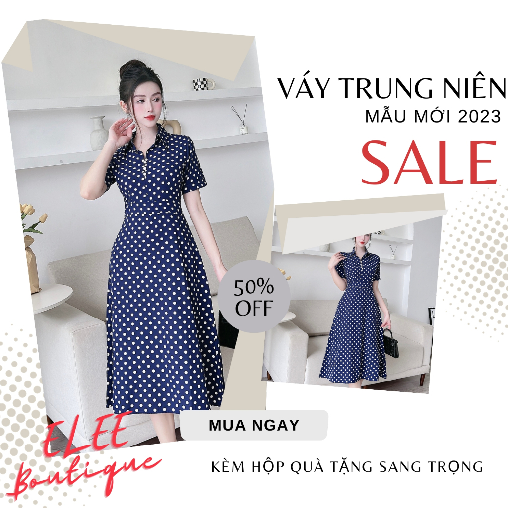 đầm trung niên sang trọng , váy nữ trung niên chất liệu lụa ý mềm mịn thích hợp làm quà tặng mẹ mã B07