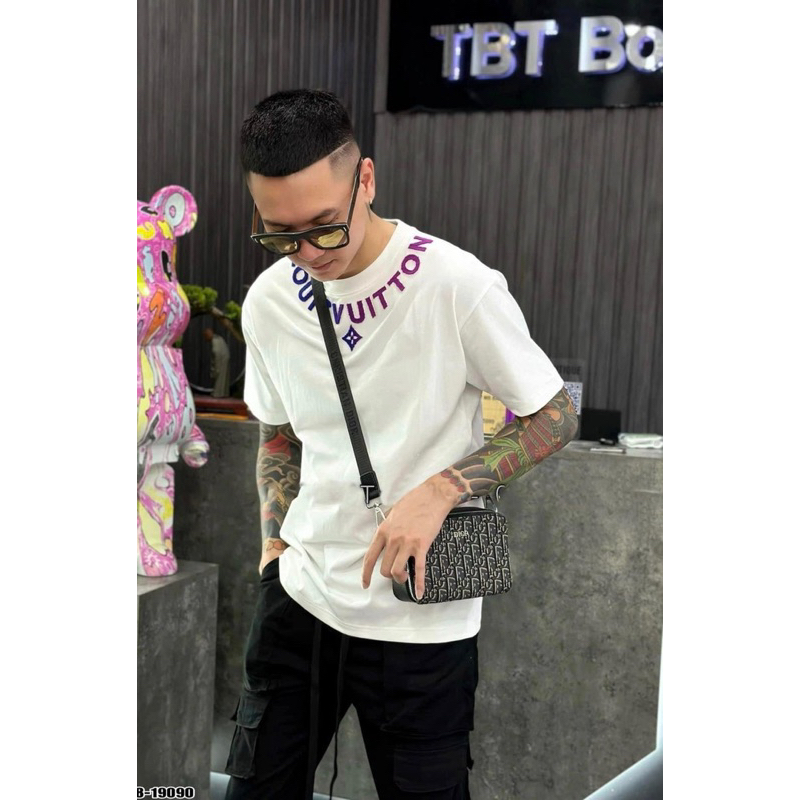 Áo thun nam cổ tròn Lv chất thun cotton 100% hàng cao cấp giá rẻ