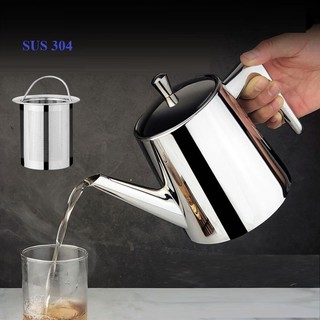 Bình trà inox 304 cao cấp Hàn Quốc 1L5-2L tiện dụng uống trà pha Đun hãm rót dễ dàng