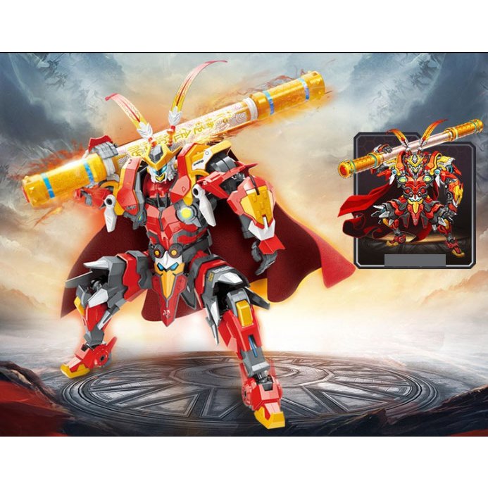 Đồ chơi mô hình lắp ráp trẻ em - Tôn Ngộ Không Thú Vương Đại Chiến Chiến binh Robot Tranformer Biến hình 2 in 1