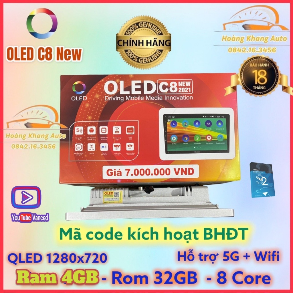Màn hình android OLED C8 New - OLEDPRO X4 theo xe K3 + Cerato 2013 - 2018  kèm dưỡng và jack nguồn zin theo xe