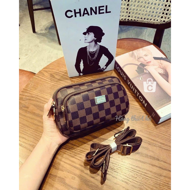 Túi đeo chéo 3 ngăn dây dù bản to hoạ tiết 3 màu