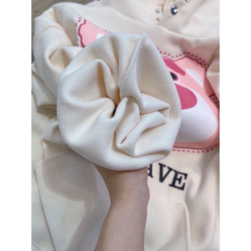 Áo Hoodie Nỉ  Chui Đầu Form rộng mũ to dành cho cả nam và nữ - Gấu Dâu Mũ Tai