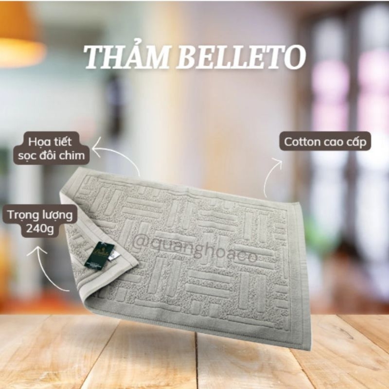Thảm trải sàn, lau chân Belleto chất liệu Cotton cao cấp M825 40x60 cm - Quang Hoa Co