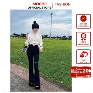 (BIG SIZE 35-95kg) Quần Jean ống Loe chất BÒ GIẤY Rách Đùi, CẠP CAO hách dáng Co Giãn 4 chiều