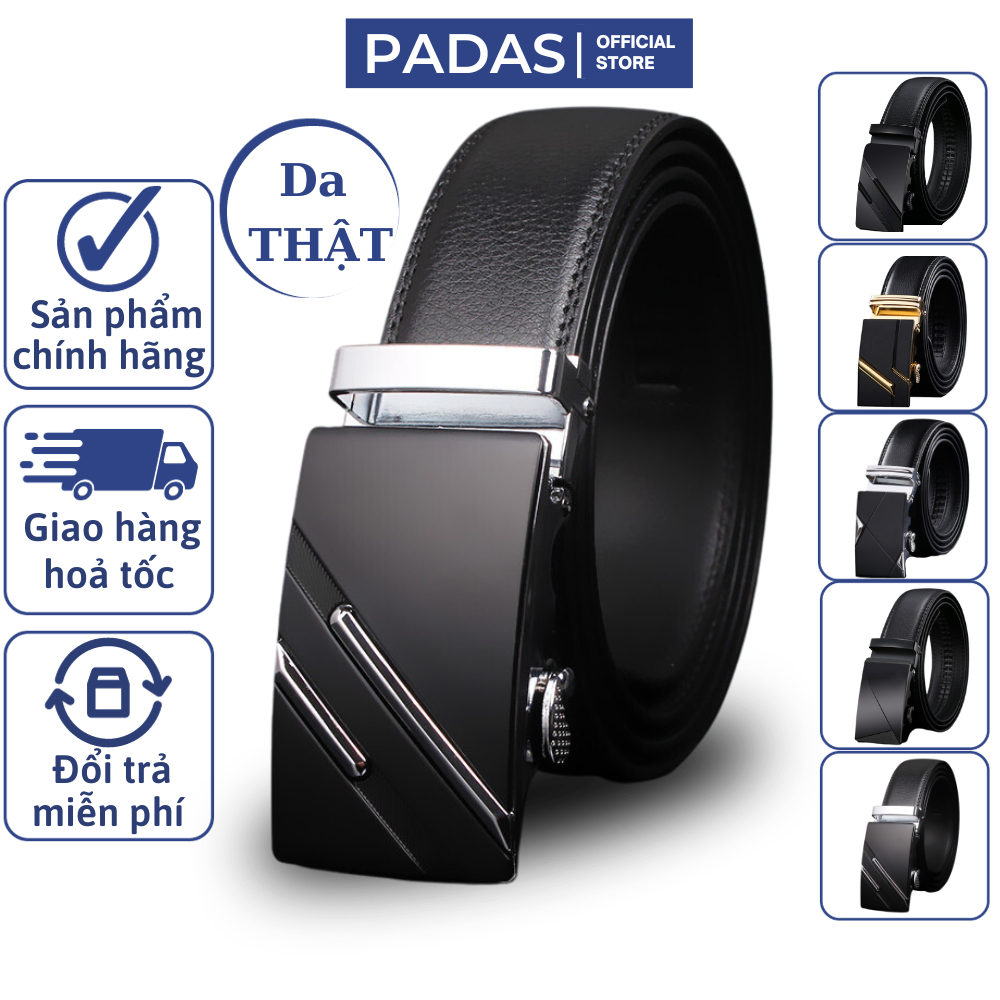 Thắt lưng nam dây nịt nam cao cấp dây lưng da bò thật khoá tự động quà tặng nam Padas Fashion TL119