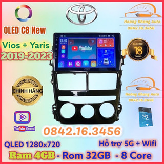 Màn hình android OLED C8 New - OLEDPRO X4 theo xe Vios + Yaris 2019 - 2023 ĐH cơ kèm dưỡng và jack nguồn zin theo xe