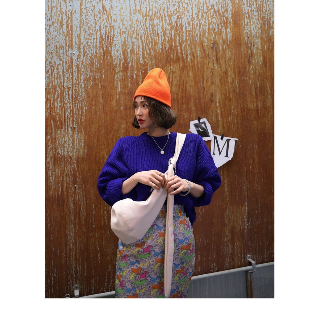 Nón len Beanie Nam nữ Unisex Trùm tai Mũ len beanie trơn nam nữ Form dài Giữ ấm Thu Đông Hàn Quốc Thời trang