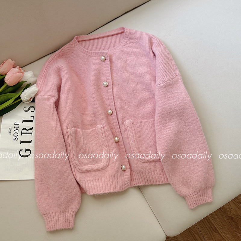 Áo Khoác Len Cardigan Nữ Cúc Ngọc Ulzzang Hàn Quốc - OSAA DAILY