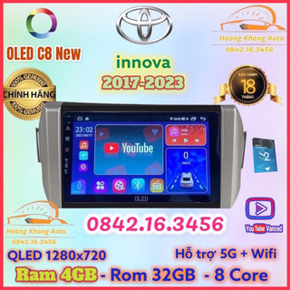 Màn hình android OLED C8 New - OLEDPRO X4 theo xe innova 2017 - 2023  kèm dưỡng và jack nguồn zin theo xe