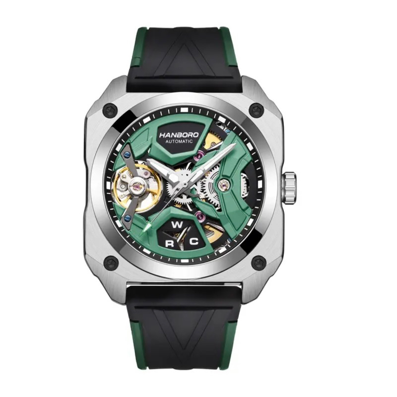 Đồng hồ cơ Hanboro HBR-3870 thiết kế độc lạ dây silicone nhiều màu
