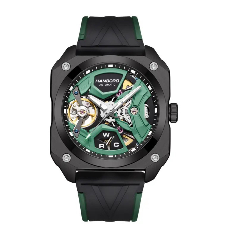 Đồng hồ cơ Hanboro HBR-3870 thiết kế độc lạ dây silicone nhiều màu