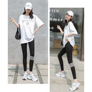   Bigsize 38-72kg MM357 Quần legging UMI CẠP CAO thom sọc ngang cá tính 