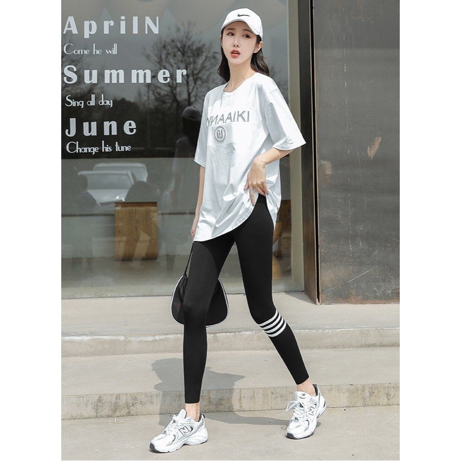 MM357 Quần legging UMI CẠP CAO thom sọc ngang cá tính